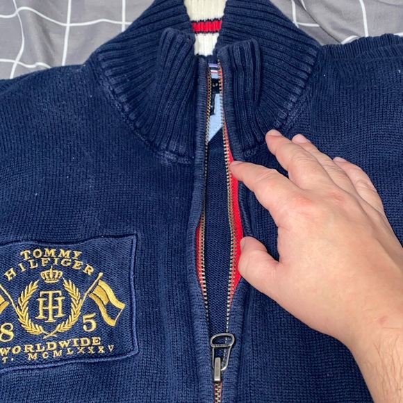 Mens Tommy Hilfiger zip up sweater navy size XL - Picture 16 of 16
